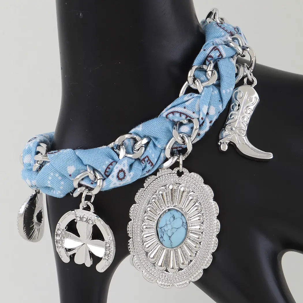 Western Bandana Charm Bracelet