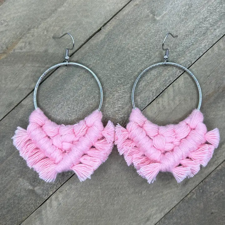 Square Knot Earrings - Ballet Pink