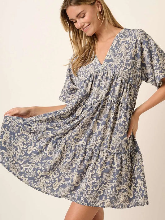 Paisley Print Dolman Sleeve Dress