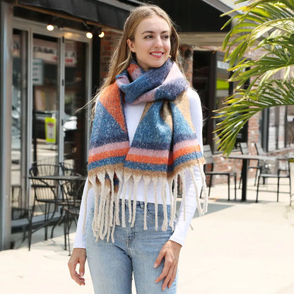 Cozy Geometric Plaid Oversized Scarf