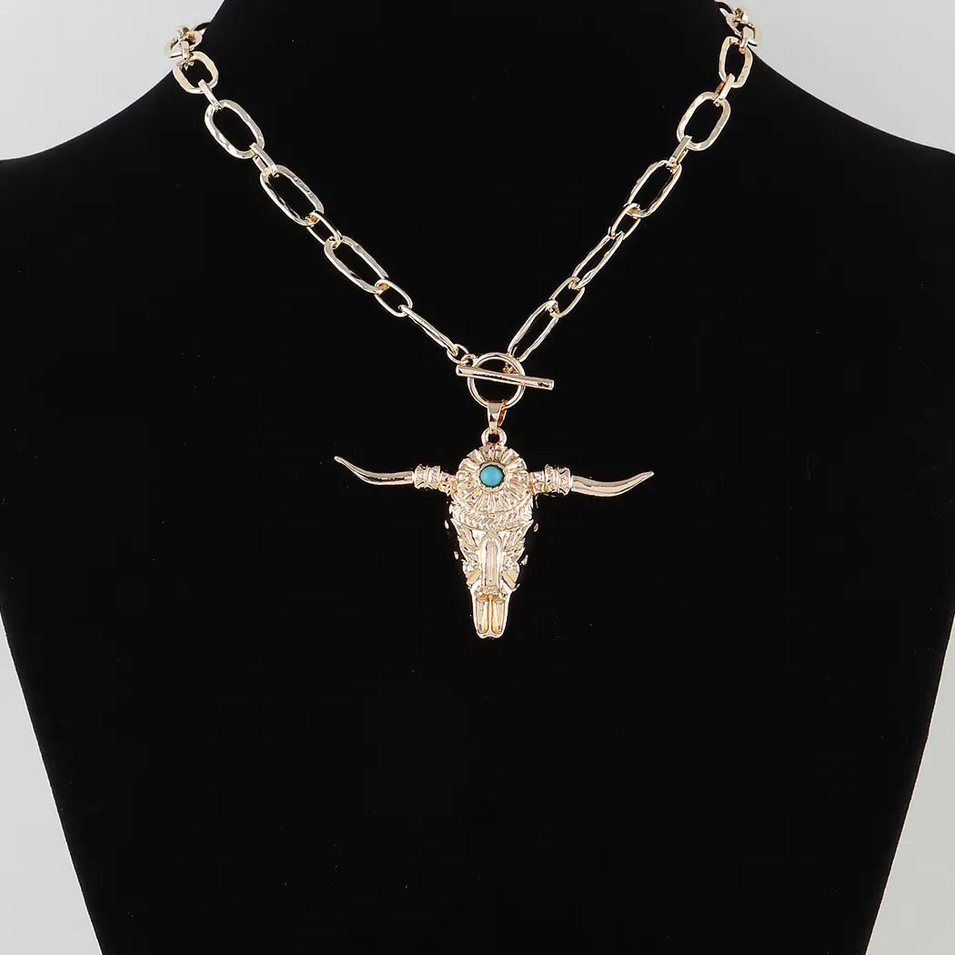 Antique Bull Toggle Link Chain Necklace
