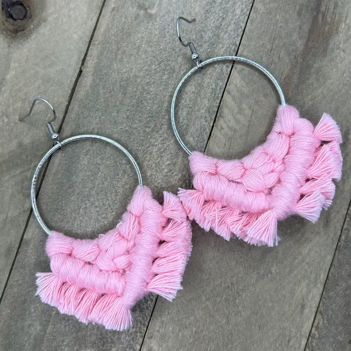 Square Knot Earrings - Ballet Pink