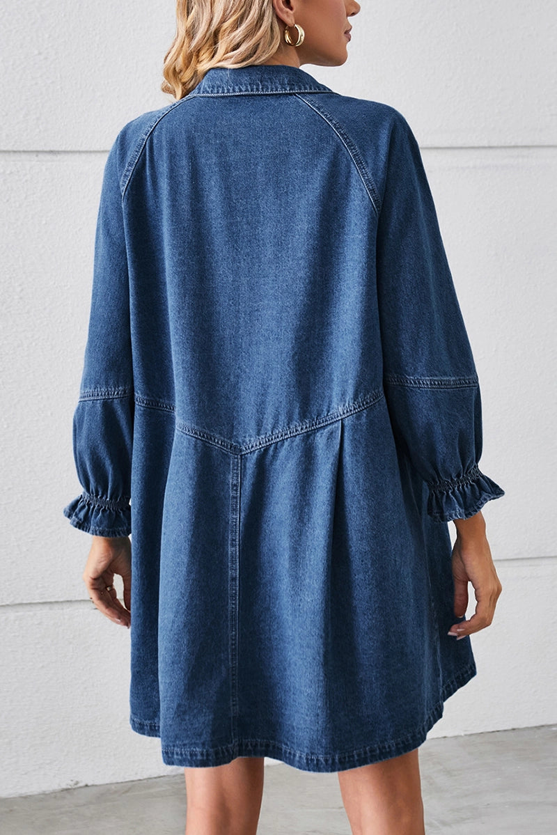 Dark Wash Button Up Denim Dress