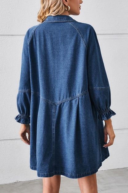 Dark Wash Button Up Denim Dress