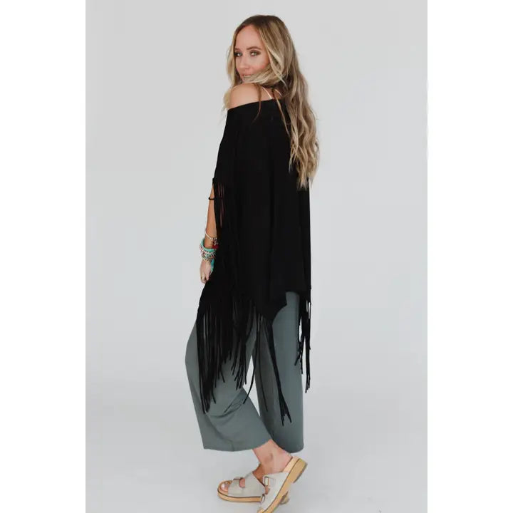 Showstopper Black Fringe Tunic