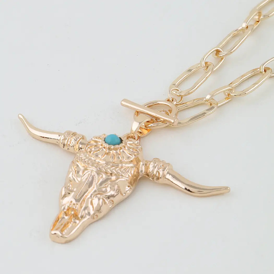 Antique Bull Toggle Link Chain Necklace