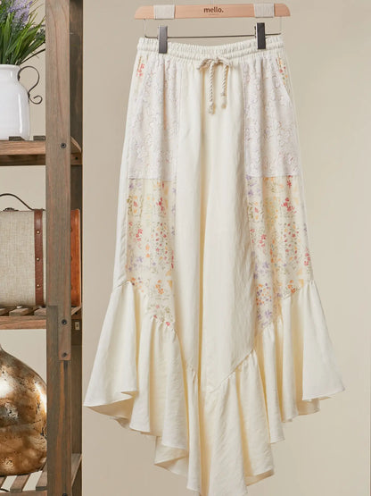 Floral Patchwork Ruffle Pants