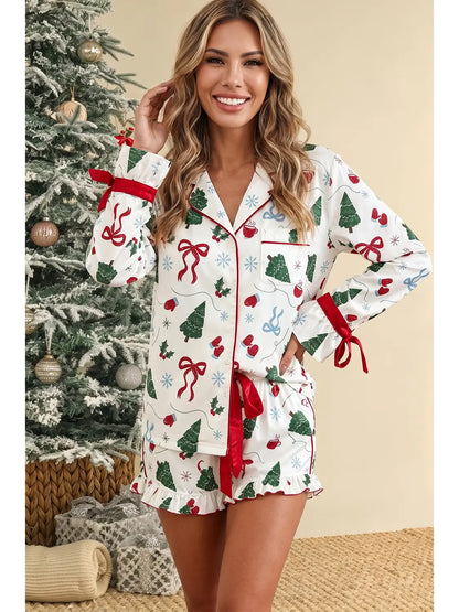 Christmas Ruffle Sleeve Lounge Set