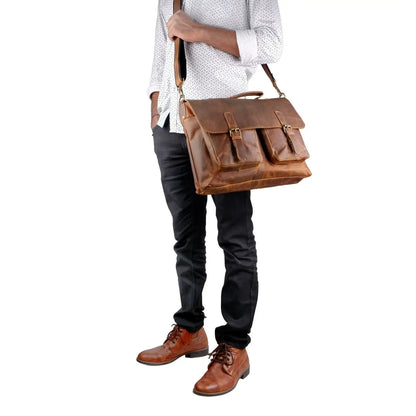 The Genuine Buffalo Leather Laptop Briefcase