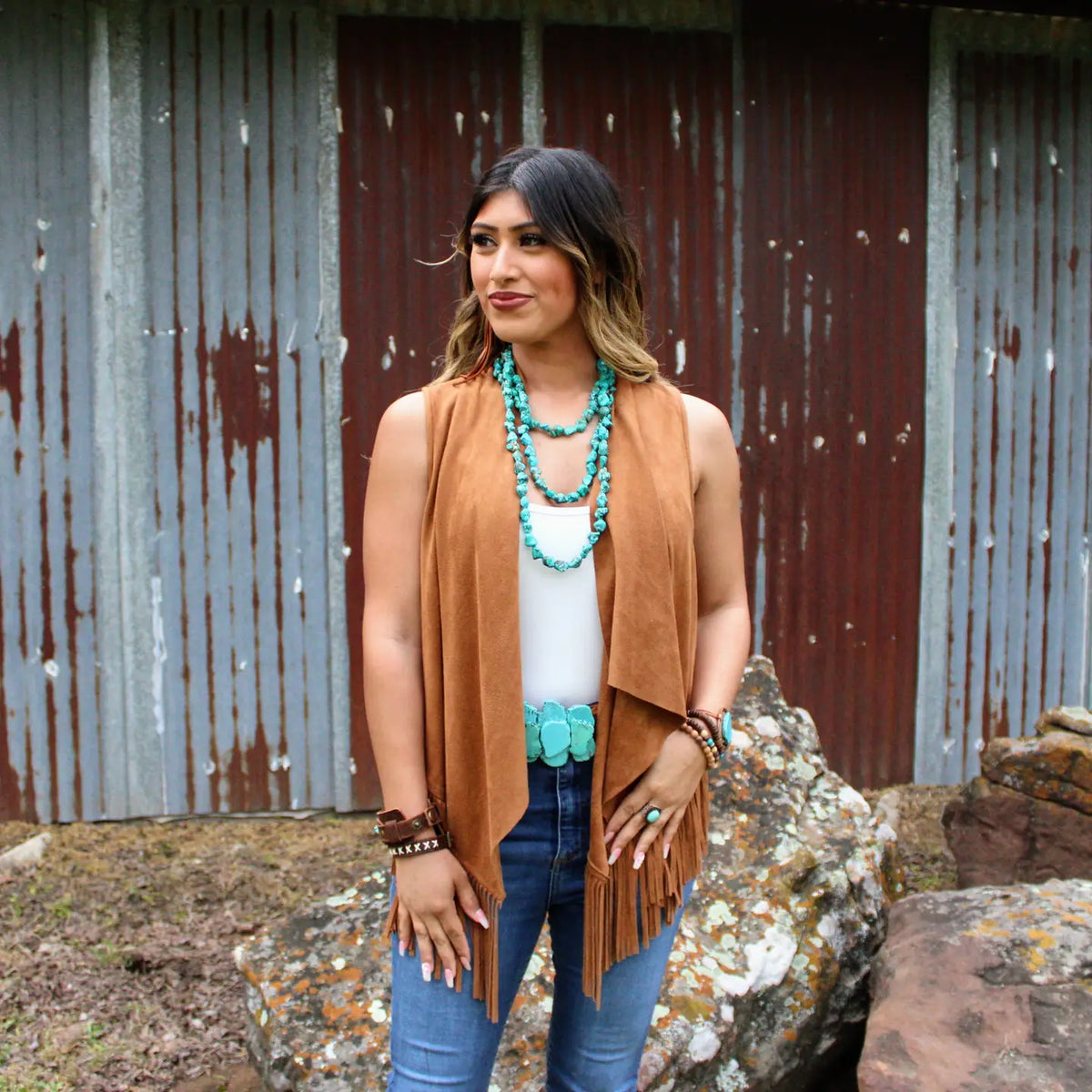 Genuine Blue Turquoise Triple Strand Necklace