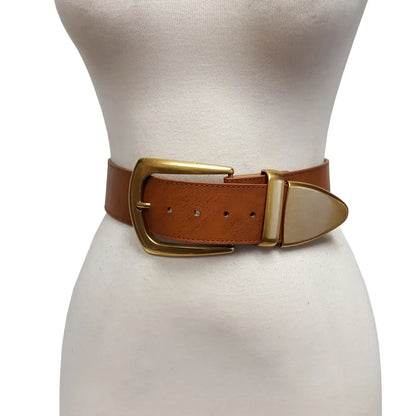 Wide Leather Belt w/ Wide Western Buckle