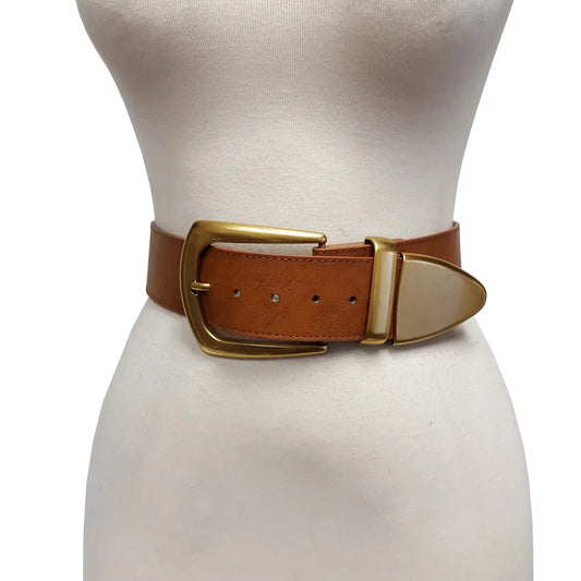 Wide Leather Belt w/ Wide Western Buckle