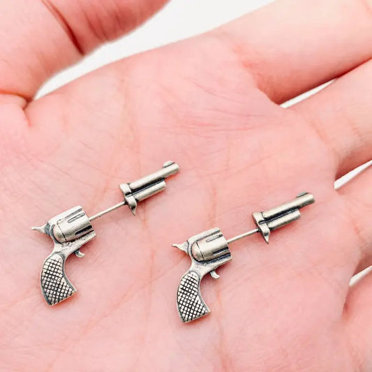 Sterling Silver Pistol Stud Earrings