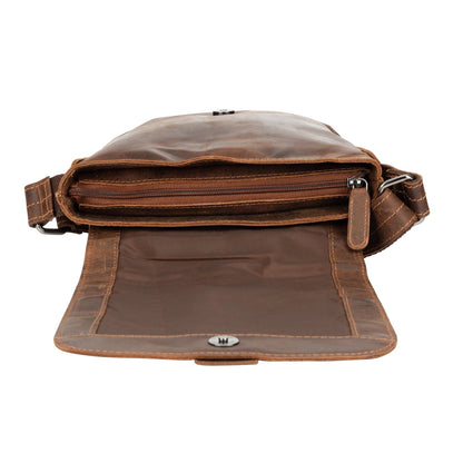 Mini Leather Messenger Bag - Brown