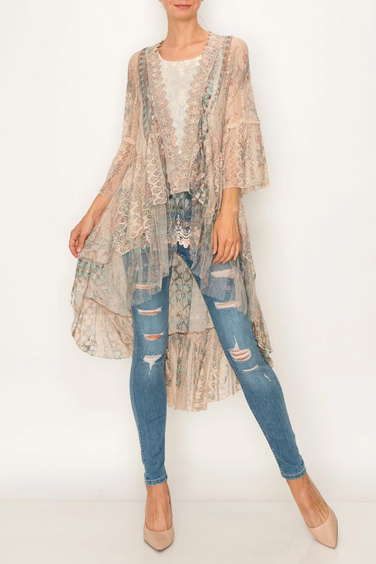Ethereal Lace Tiered Kimono
