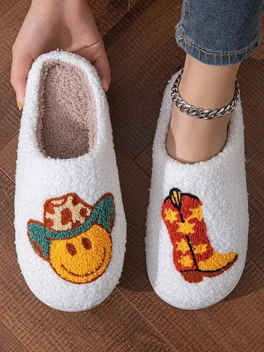 Western Smiley Face Slippers