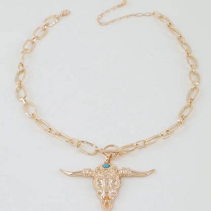 Antique Bull Toggle Link Chain Necklace
