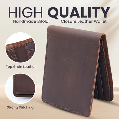 Genuine Leather Wallet w/ Flap Out ID Window