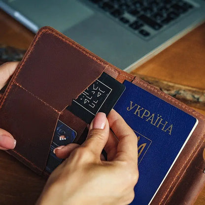 Leather Passport Cover w/ Pen Holder