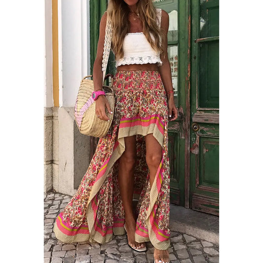 Floral Hi-Lo Maxi Skirt