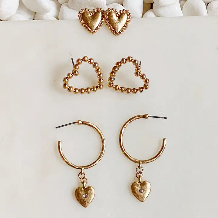 Perfect Heart Earrings - Set of 3