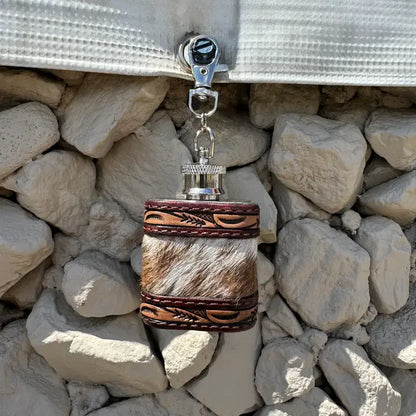 Cowhide Flask Keychain