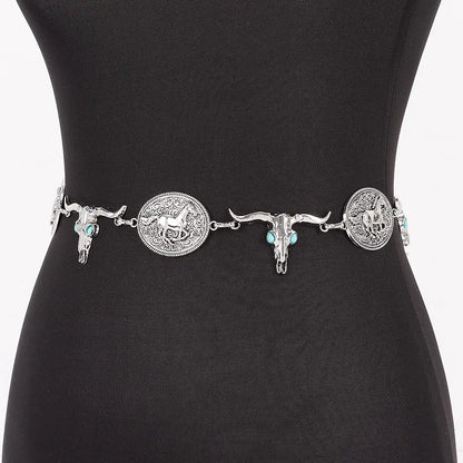 Vintage Skull Metal Chain Belt