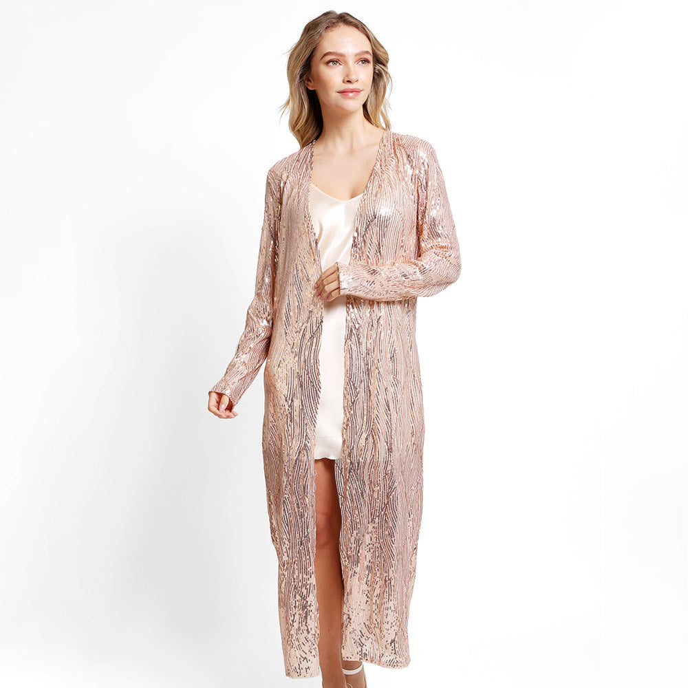 Sequin Long Cover-Up Kimono