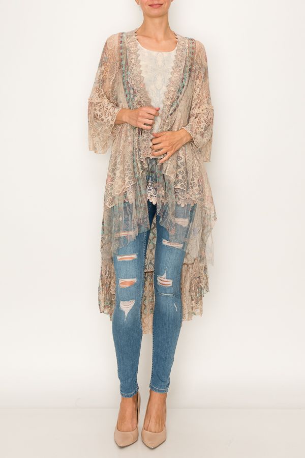 Ethereal Lace Tiered Kimono