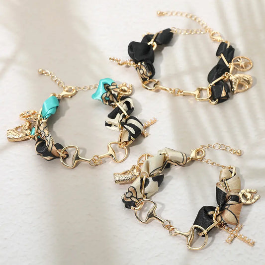 Horsebit Link Charm Bandana Bracelets