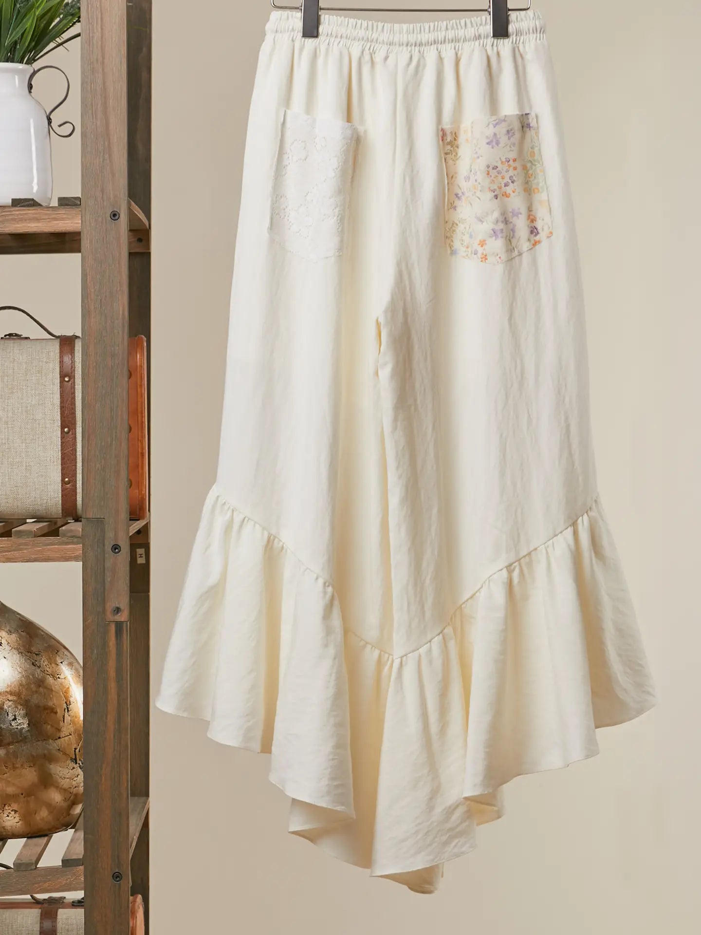 Floral Patchwork Ruffle Pants