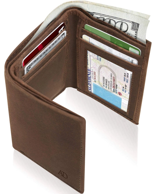 Leather RFID Slim Trifold Wallet