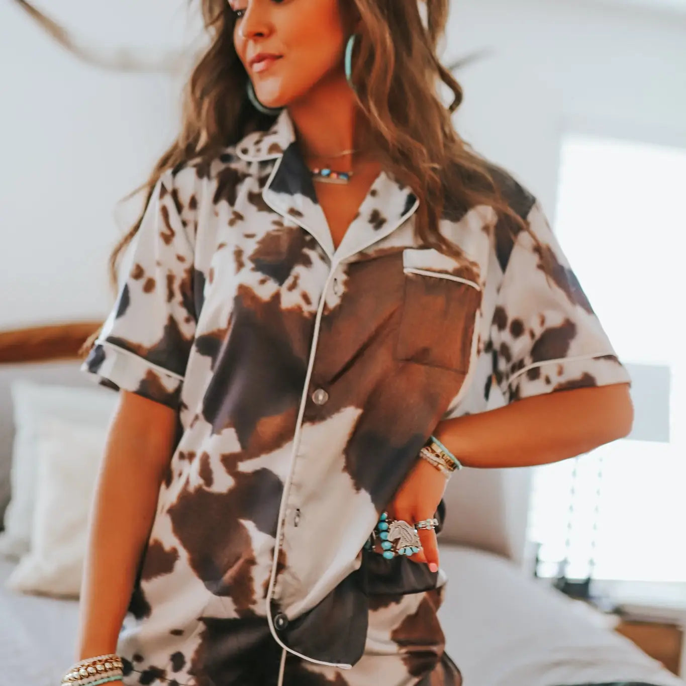 Brown Cowhide Pajama Set