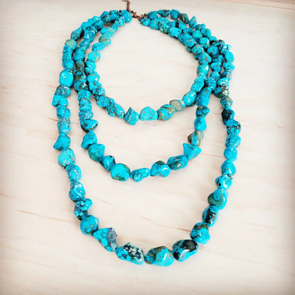 Genuine Blue Turquoise Triple Strand Necklace