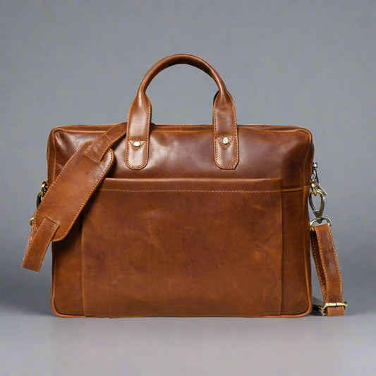 Denver Slim Leather Laptop Briefcase
