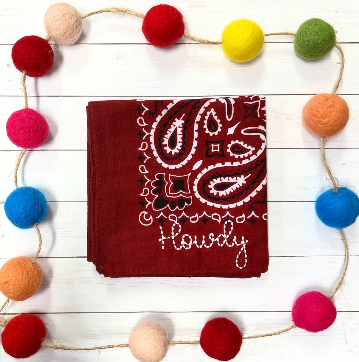 Howdy Embroidered Bandana Scarf