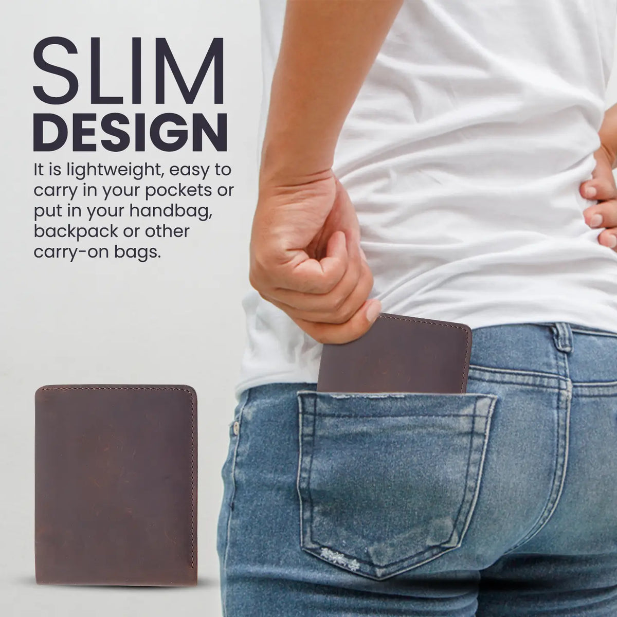 Genuine Leather Wallet w/ Flap Out ID Window