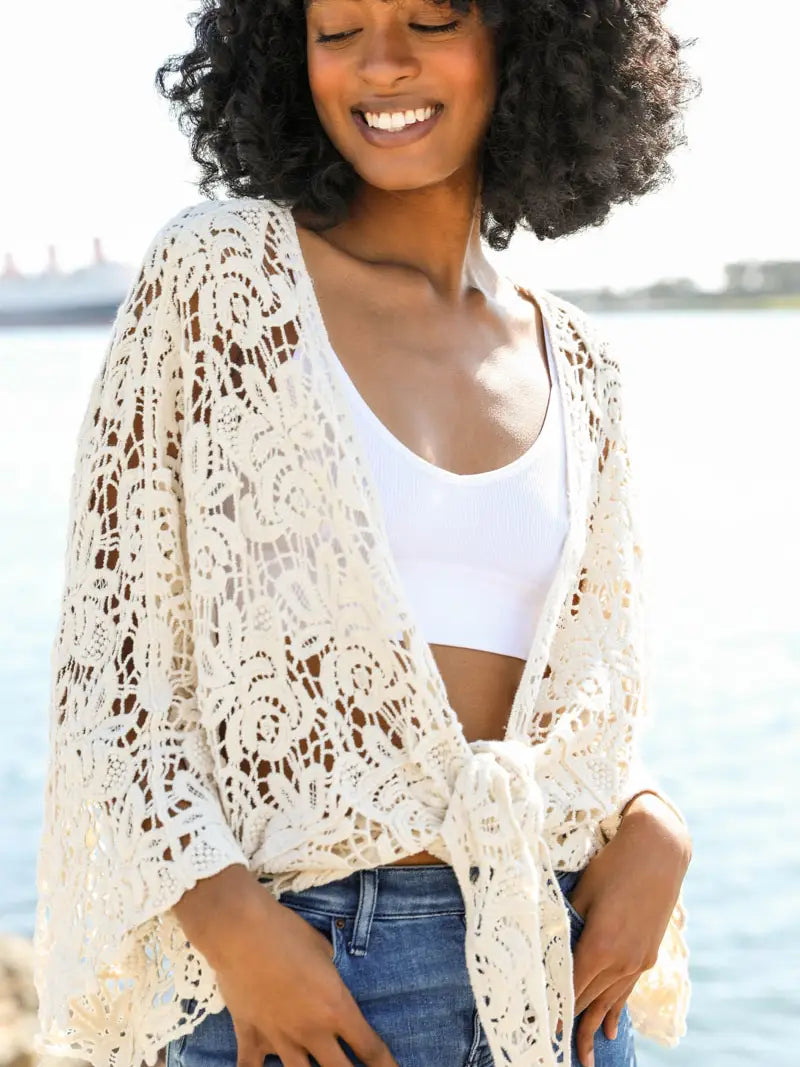 Summer Crochet Floral Petal Kimono Wrap