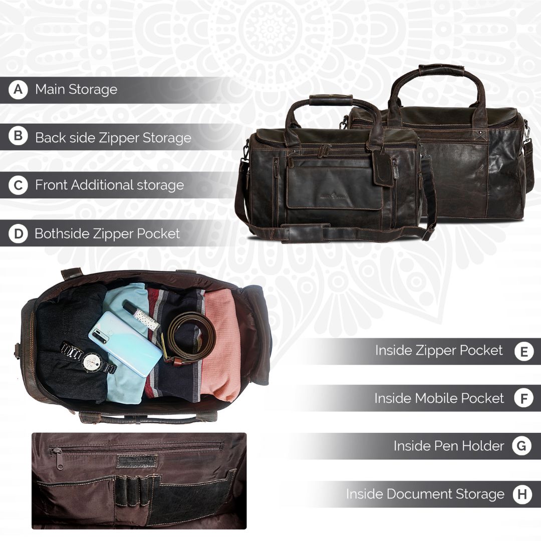 Large Leather Weekender Bag - Vintage Sandal