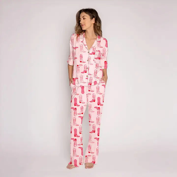 Pink Western Boots Loungewear Set