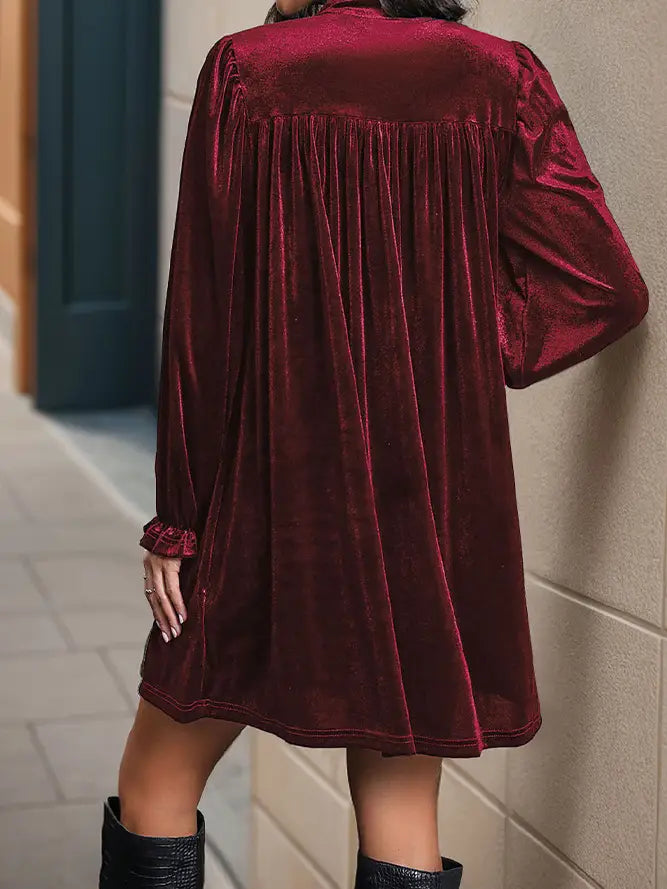 Red Velvet Long Sleeve Dress