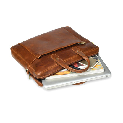 Denver Slim Leather Laptop Briefcase