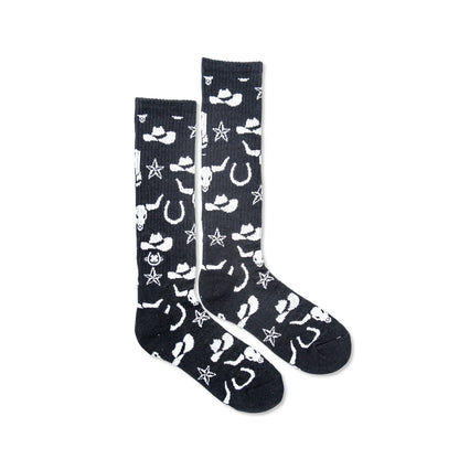 Lucky Chuck Get Western Black & White Socks