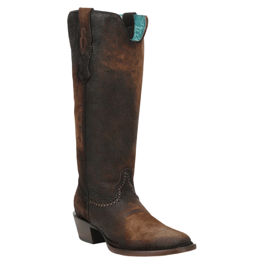 Corral Ladies Brown Woven Lamb Abstract Narrow Square Toe Boot