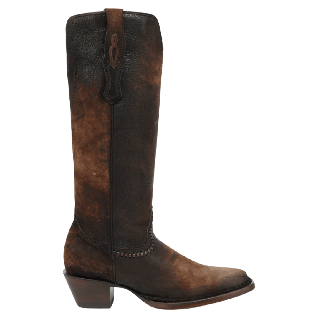 Corral Ladies Brown Woven Lamb Abstract Narrow Square Toe Boot
