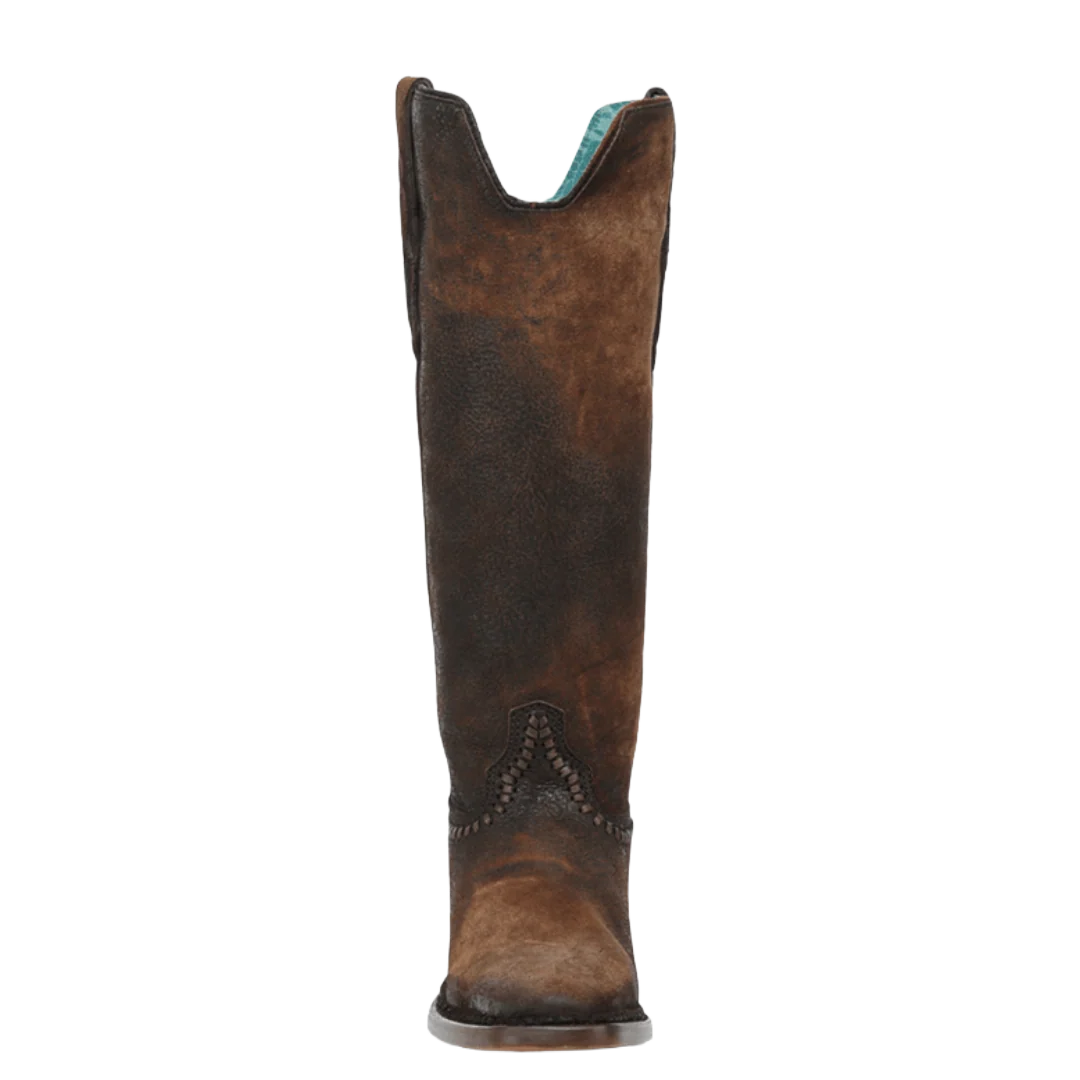 Corral Ladies Brown Woven Lamb Abstract Narrow Square Toe Boot