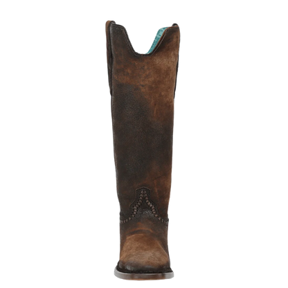 Corral Ladies Brown Woven Lamb Abstract Narrow Square Toe Boot