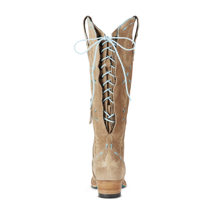 Reverie Knee High Corset - Latte Suede and Powder Blue