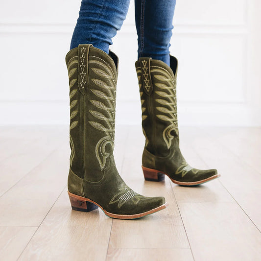 Lanes Olive Suede Squash Blossom Boot