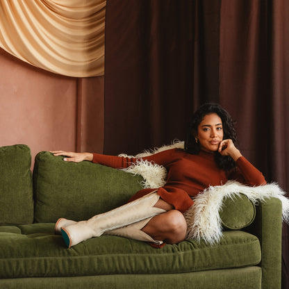 Jentry Knee High Boot - Pale Ivory